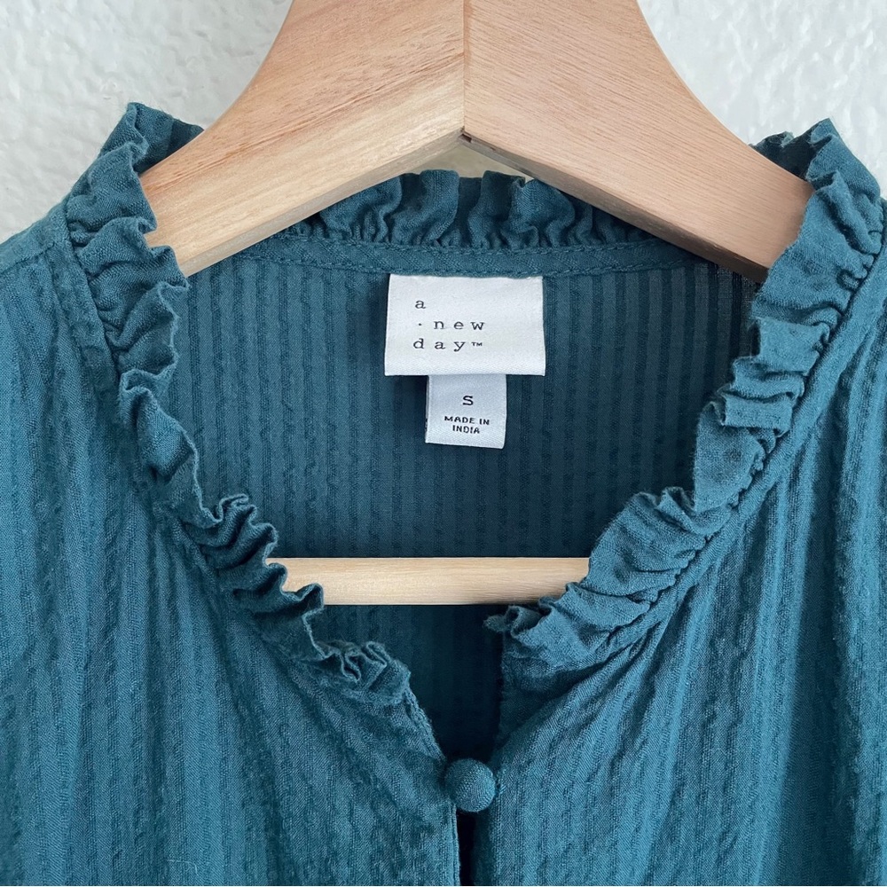 A New Day Puff Sleeve Dress Women’s Size S in Green - Picture 6 of 7